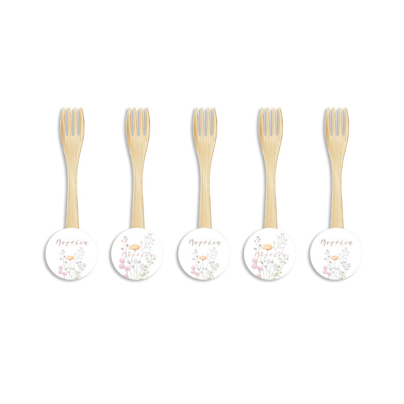 Ξύλινα Πιρουνάκια με όνομα Floral Pastel / 8τμχ