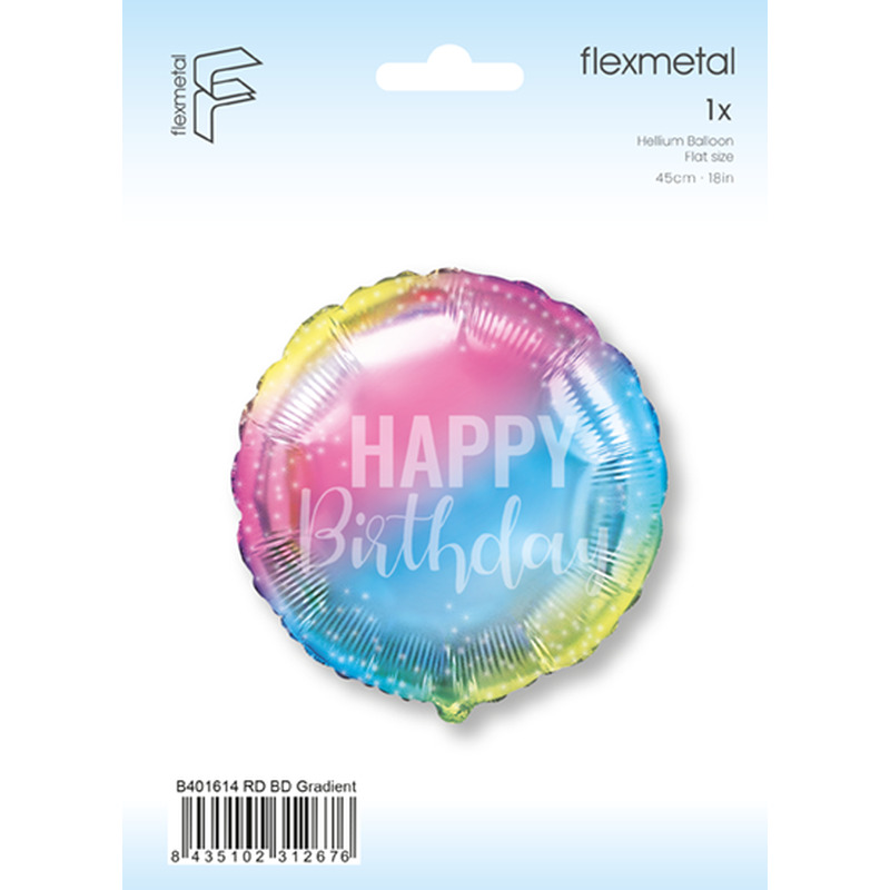 Μπαλόνι Φοιλ 18  Happy Birthday Gradient Ombre  / 46 εκ - Συσκευασμένο