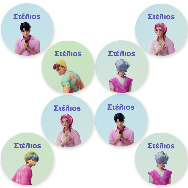 Στρογγυλά αυτοκόλλητα Saja Boys / 8 τμχ