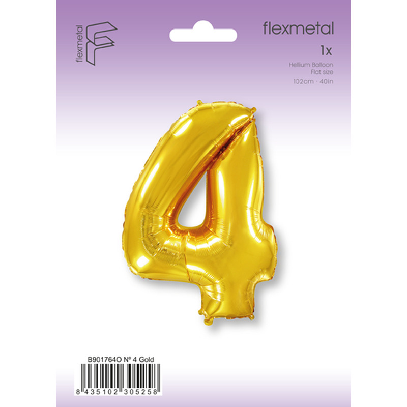 Μπαλόνι Φοιλ Σχήμα Χρυσό Νούμερο 4 - Συσκευασμένο