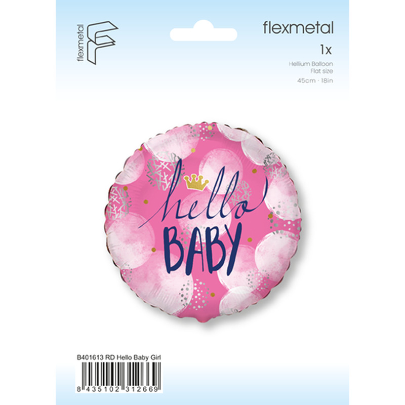 Μπαλόνι Φοιλ 18  Hello Baby Girl  / 46 εκ - Συσκευασμένο