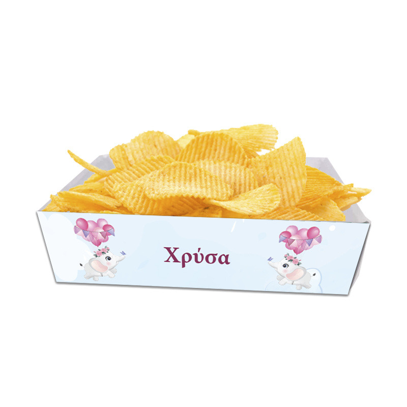 Κουτάκια για πατατάκια Ελεφαντάκι για Κορίτσι με όνομα 8τμχ/ 15cmx10cmx4cm