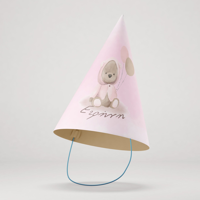 Καπελάκια πάρτυ με όνομα Αρκουδάκι για Κορίτσι / 8τμχ