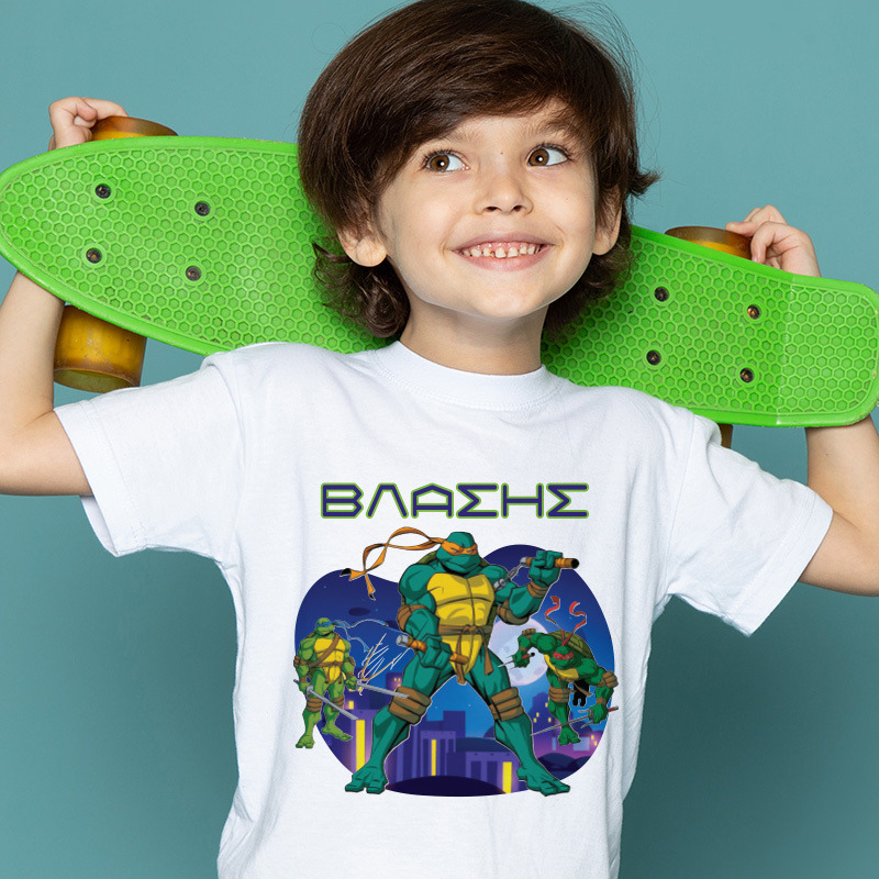 Παιδικό T-shirt Χελωνονιντζάκια για αγόρι με όνομα