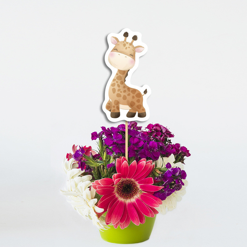 Διακοσμητικό Τοππερ Ζωάκια ζούγκλας χάρτινο για το τραπέζι/ 20cm