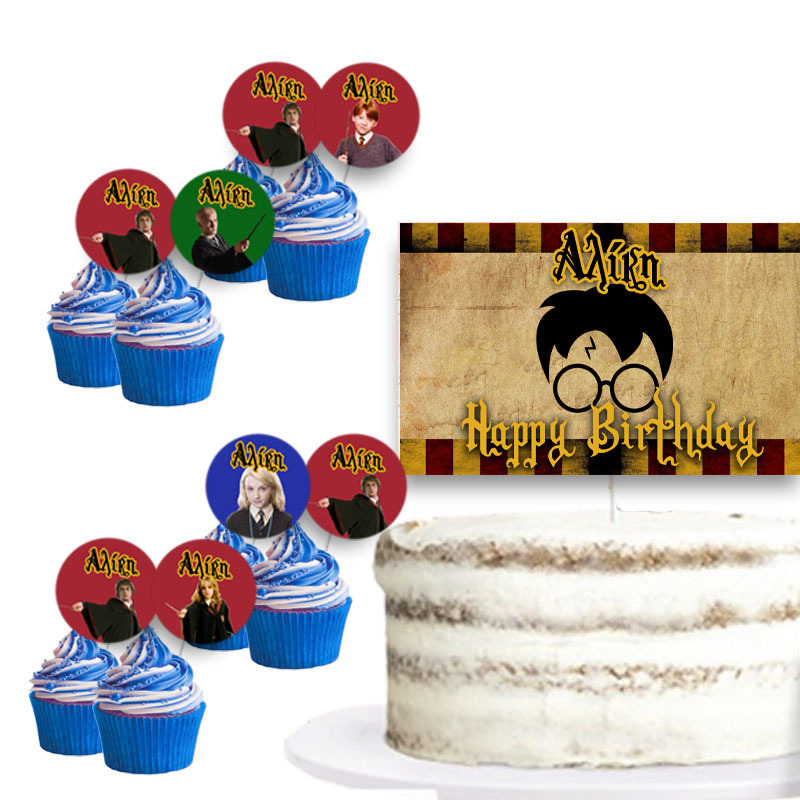 Διακόσμηση τούρτας Harry Potter & cupcake toppers