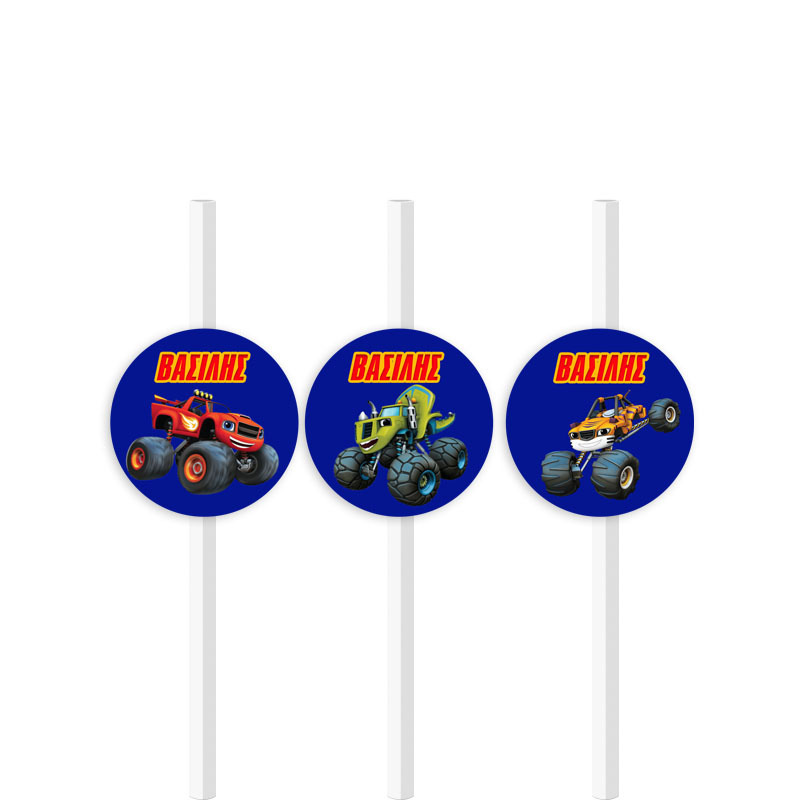 Χάρτινα καλαμάκια με όνομα Blaze / 8τμχ