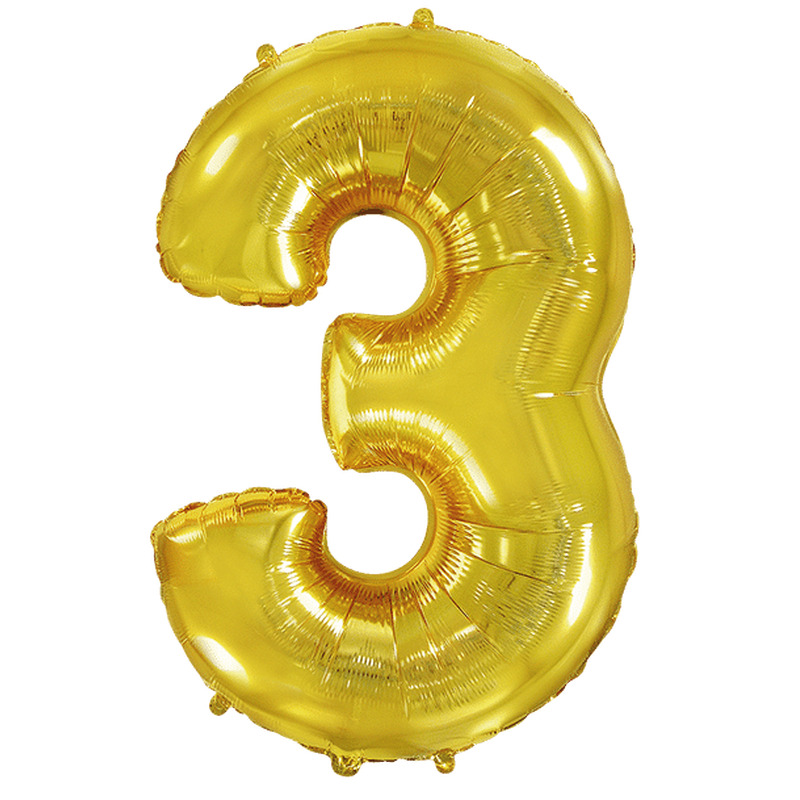 Μπαλόνι Φοιλ Σχήμα Χρυσό Νούμερο 3 Ασυσκεύαστο