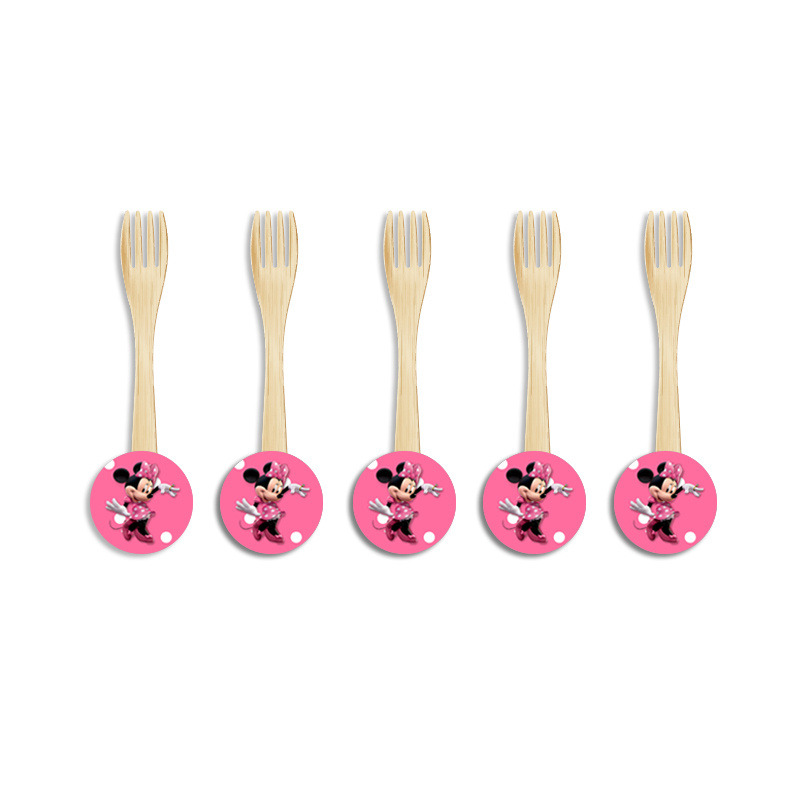 Ξύλινα Πιρουνάκια με όνομα Minnie / 8τμχ