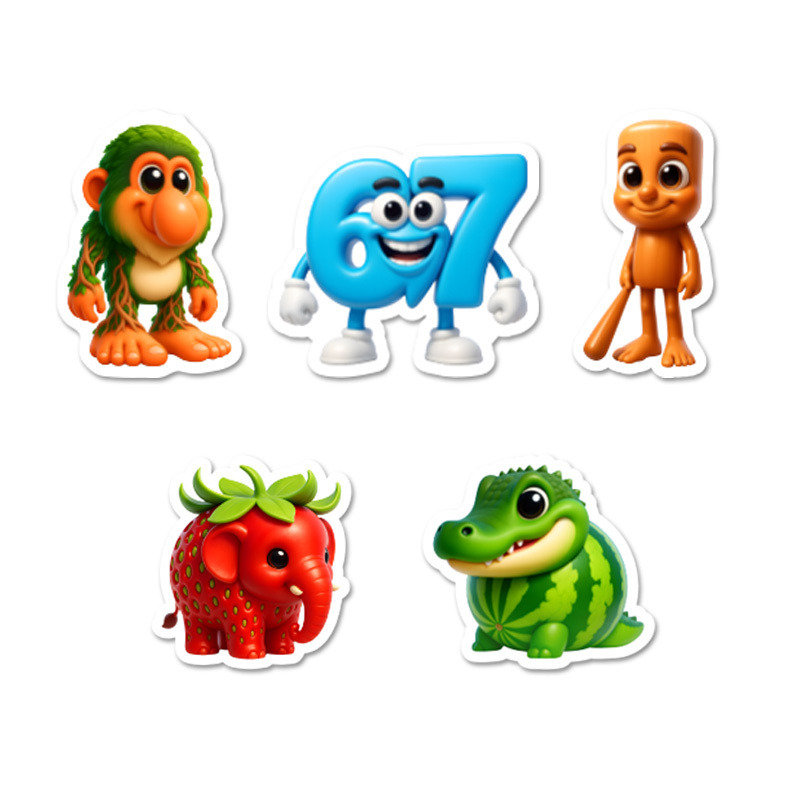 Αυτοκόλλητα 67 & Brainrot 10cm / 8τμχ