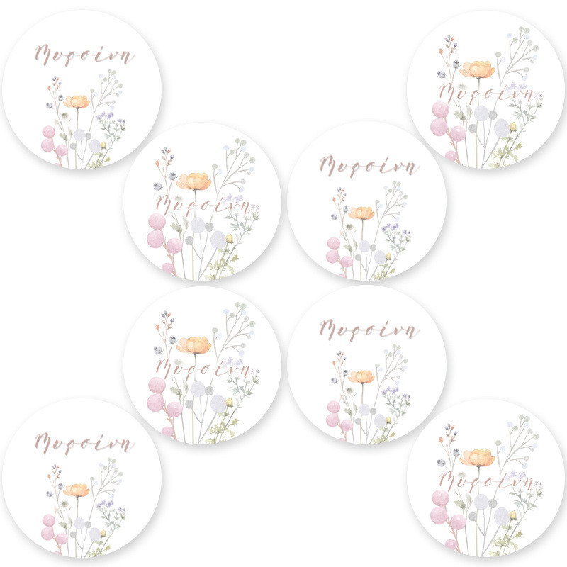 Στρογγυλά αυτοκόλλητα Floral Pastel / 8 τμχ