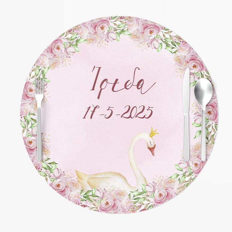 Σουπλά Χάρτινα στρογγυλά με όνομα Κύκνος 27cm