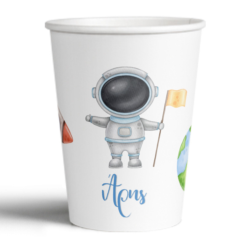 Ποτηράκια χάρτινα με όνομα Αστροναύτης 250ml/8τμχ