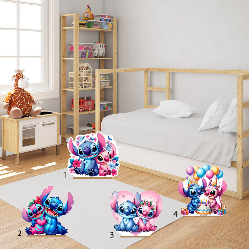 Διακοσμητική φιγούρα Stitch & Angel 50cm Ξύλινη με βάση/1 τμχ