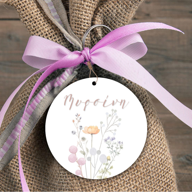 Ξύλινη φιγούρα Floral Pastel για μπομπονιέρα