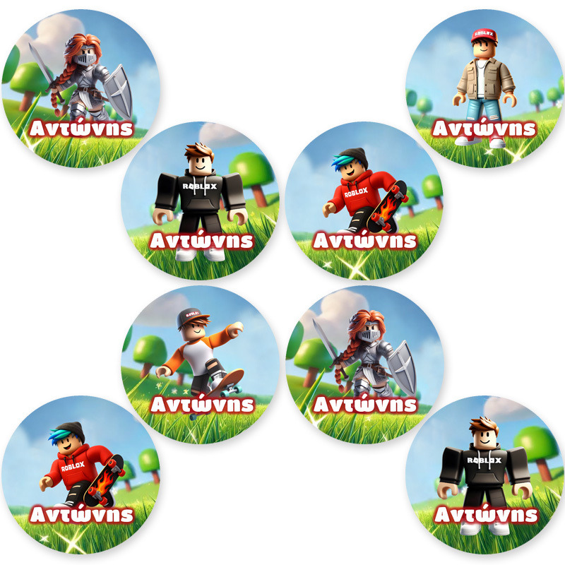 Στρογγυλά αυτοκόλλητα Roblox / 8 τμχ