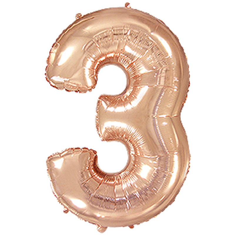Μπαλόνι Φοιλ Σχήμα Ροζ Χρυσό Νούμερο 3  Ασυσκεύαστο