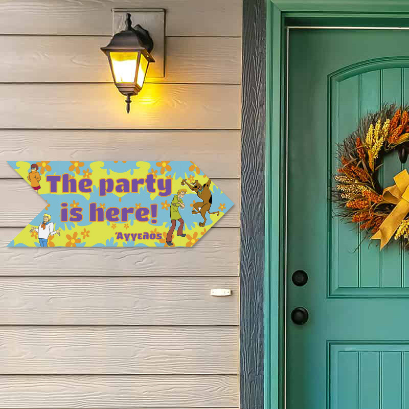 Ξύλινη Πινακίδα Scooby-Doo με όνομα βελάκι/40cm*15cm