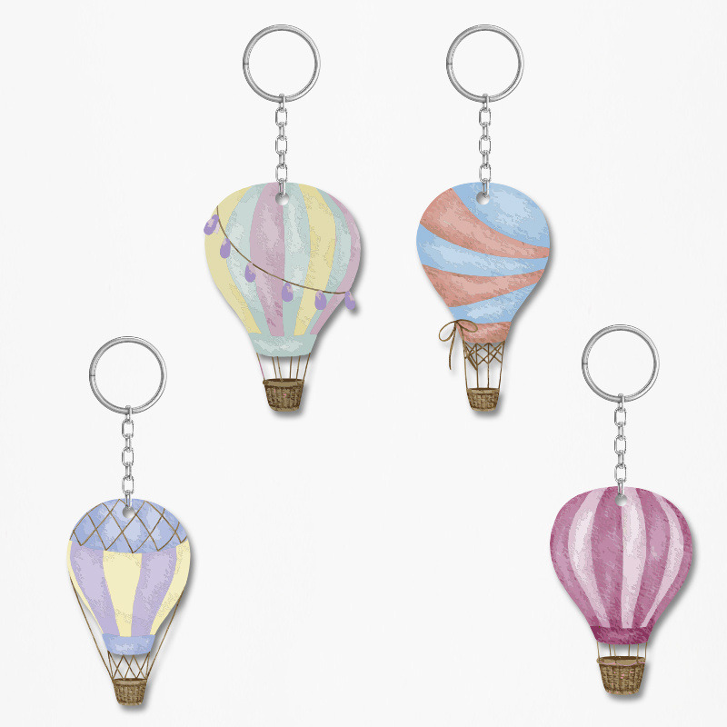 Ξύλινα Μπρελόκ Αερόστατο 5cm/ 4τμχ