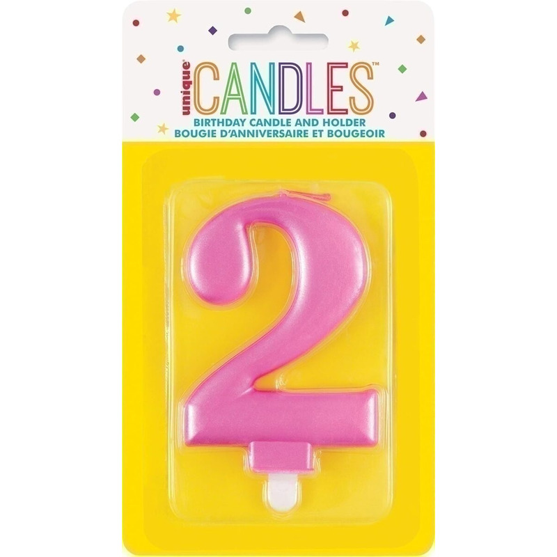 Κερί  2 Μεταλλικό Ροζ / 8 εκ.