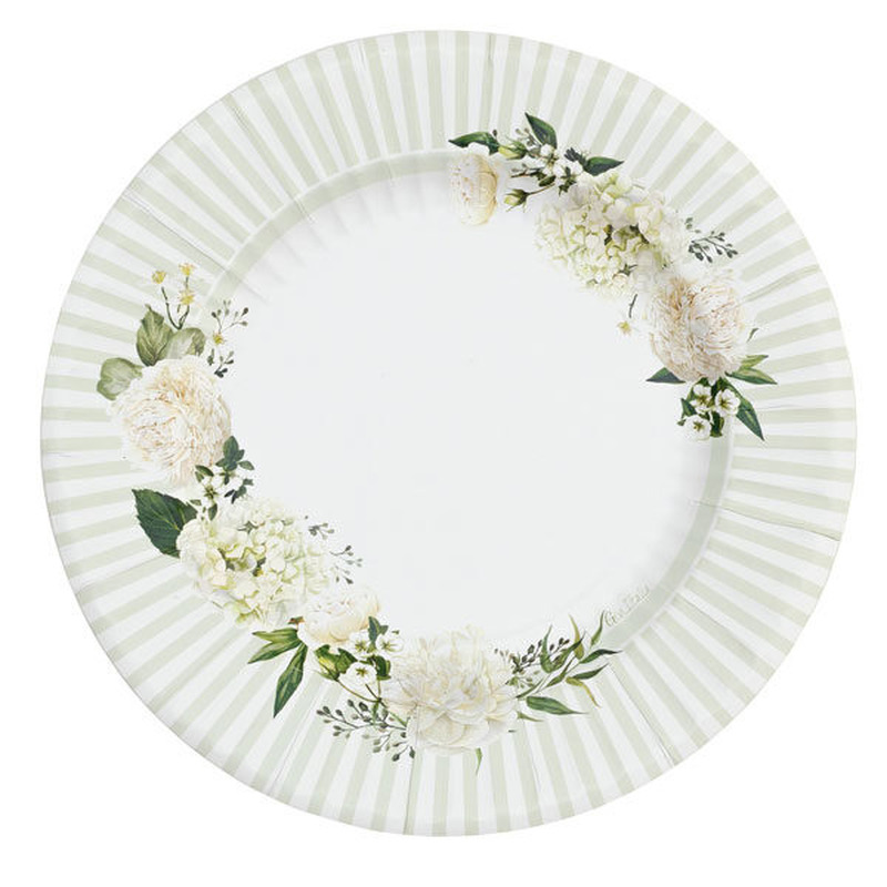 Πιάτα 27εκ Floral White /wedding/anniversary 8 τεμ