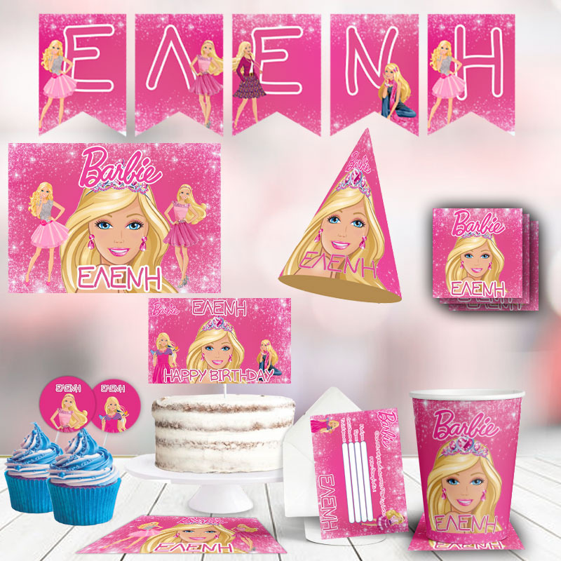 Σετ πάρτυ με όνομα Barbie XL/8 ατόμων