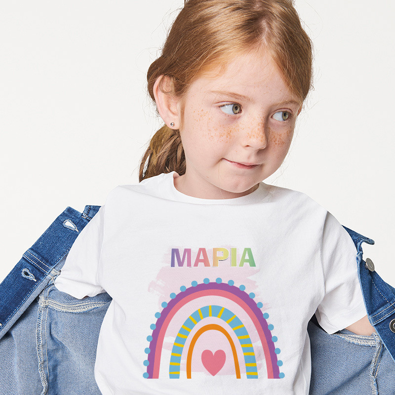 Παιδικό T-shirt Retro Rainbow για κορίτσι με όνομα