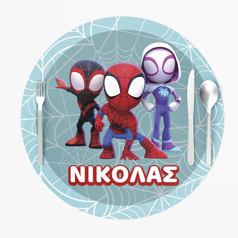 Σουπλά Χάρτινα στρογγυλά με όνομα Spidey 27cm