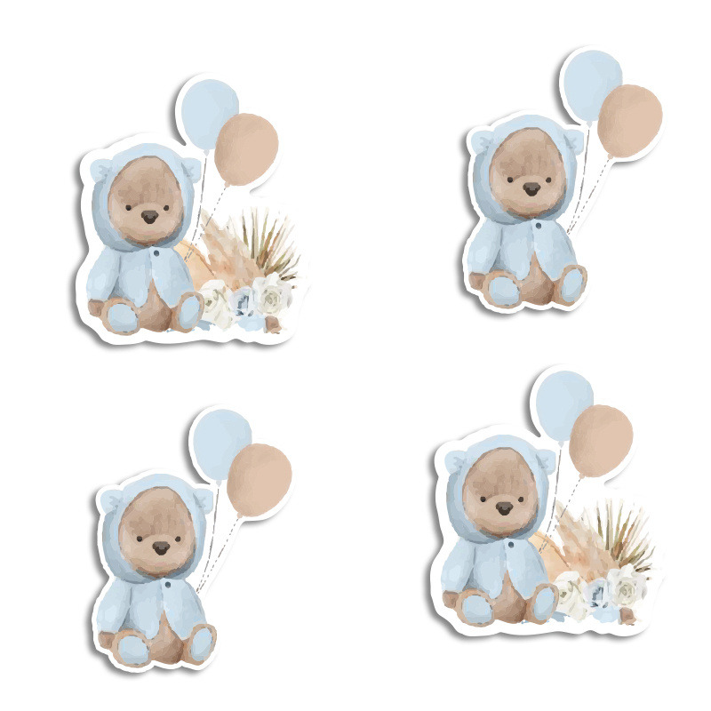 Αυτοκόλλητα Αρκουδάκι για Αγόρι 10cm / 8τμχ
