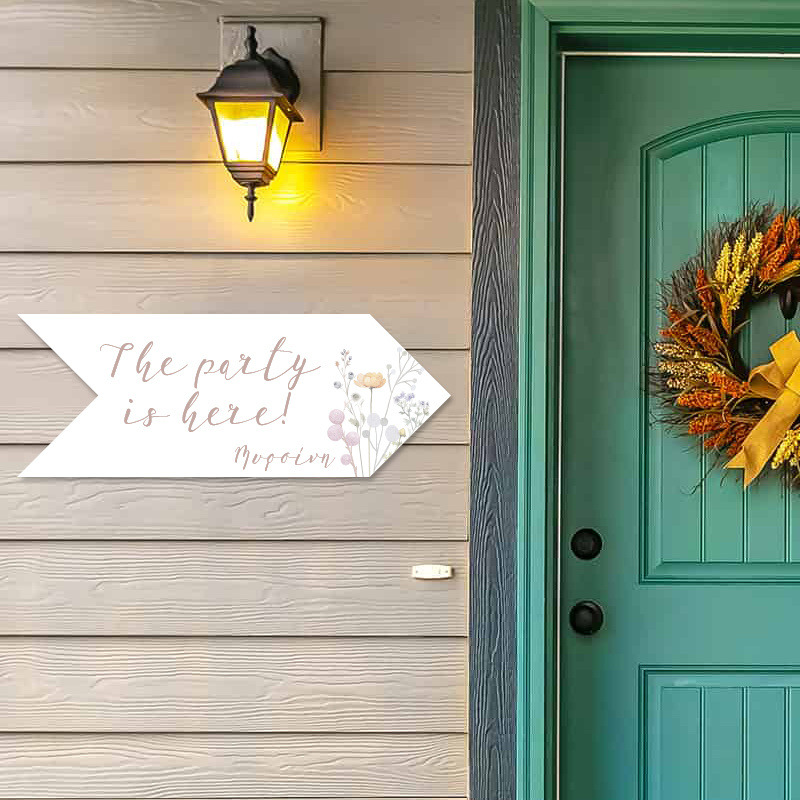 Ξύλινη Πινακίδα Floral Pastel με όνομα βελάκι/40cm*15cm