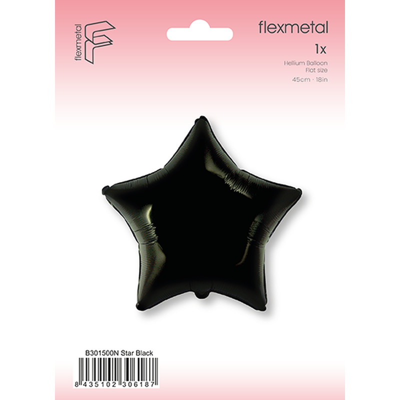 Μπαλόνι Φοιλ 18 Αστέρι - Μαύρο 46 εκ - Συσκευασμένο