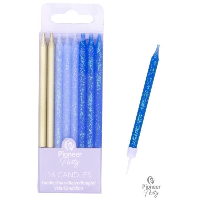 Κεριά Σιελ Μπλε Χρυσό 7.5εκ / 16τεμ