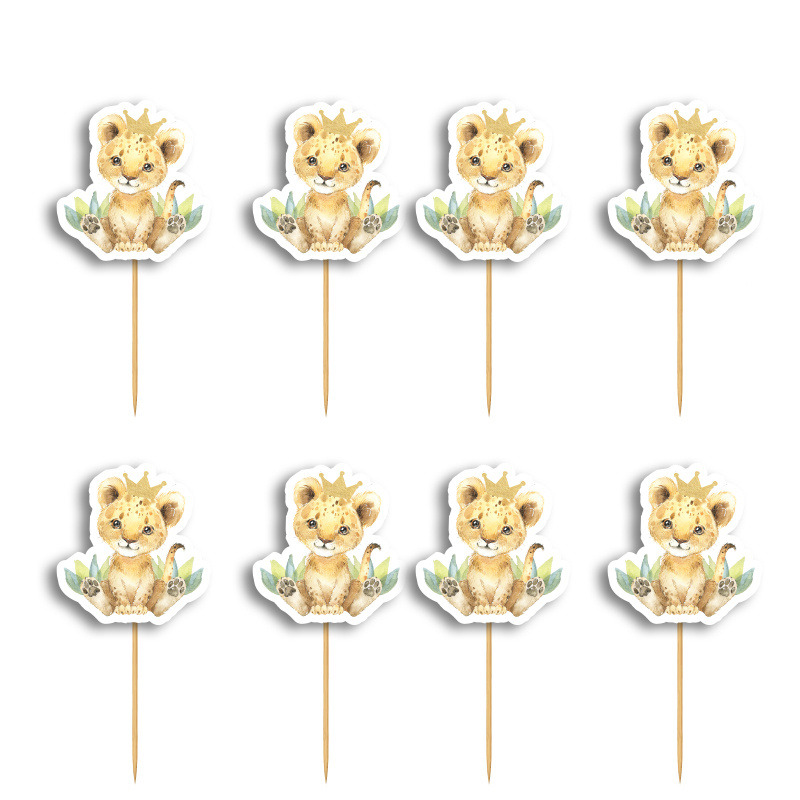 Cupcake toppers Τιγράκι με Κορώνα 10cm / 8τμχ