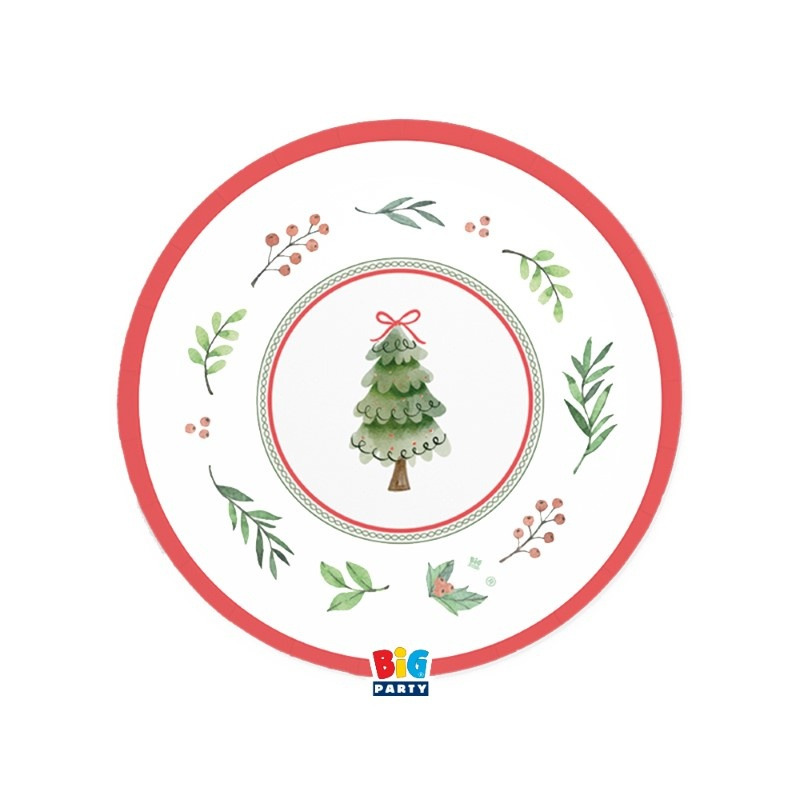 Πιάτα Χάρτινα Γλυκού 18εκ Joyful Christmas / 6 τεμ