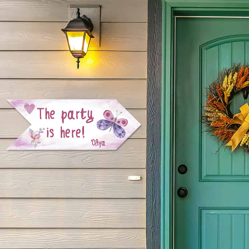 Ξύλινη Πινακίδα Butterfly με όνομα βελάκι/40cm*15cm