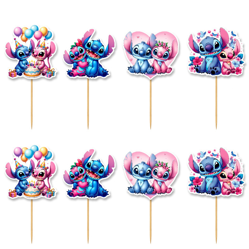 Cupcake toppers Stitch & Angel 10cm / 8τμχ