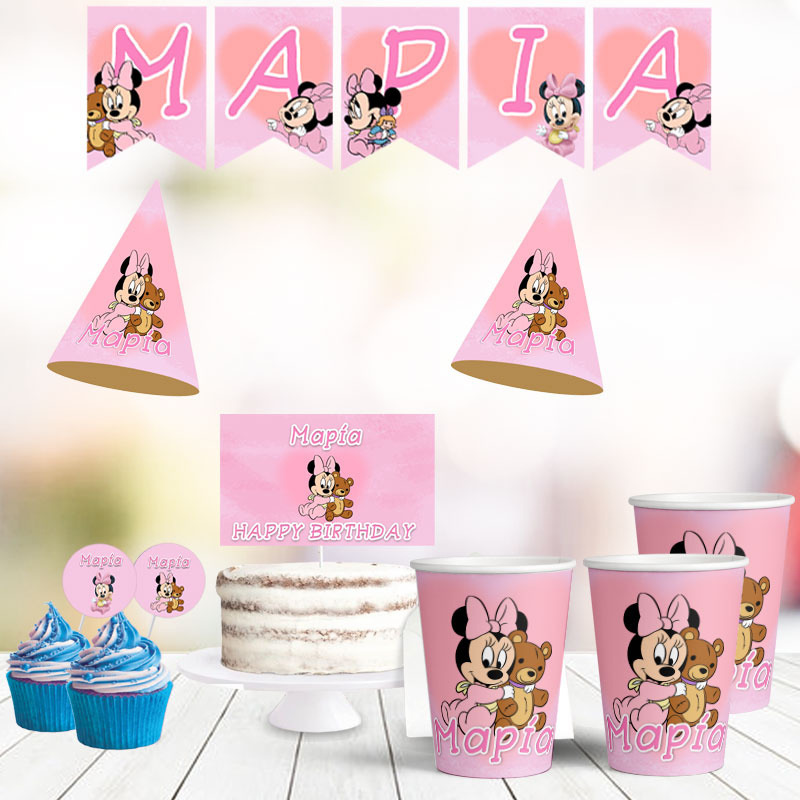 Σετ πάρτυ με όνομα Baby Minnie / 8 ατόμων