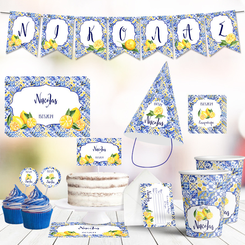 Σετ πάρτυ με όνομα Λεμόνι XL/8 ατόμων