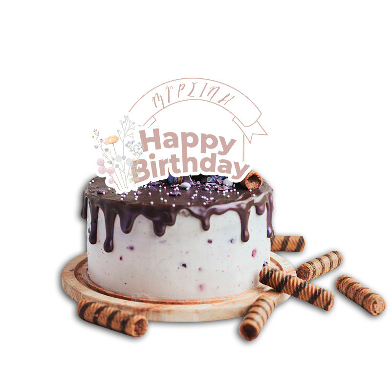 Topper Τούρτας Floral Pastel με όνομα