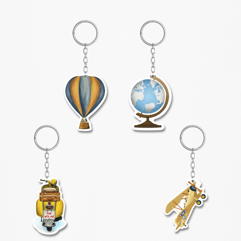 Ξύλινα Μπρελόκ Ταξίδια 5cm/ 4τμχ