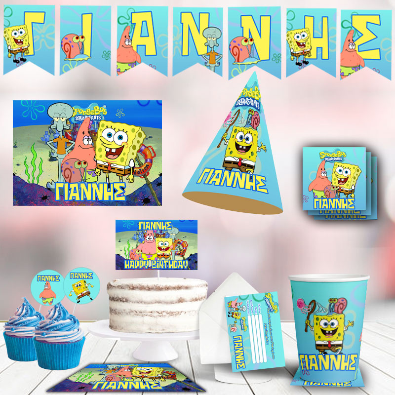 Σετ πάρτυ με όνομα Bob Σφουγγαράκης XL / 8 ατόμων