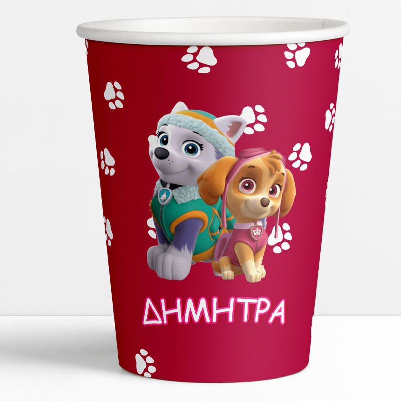 Ποτηράκια χάρτινα με όνομα Skye and Everest / 8τμχ