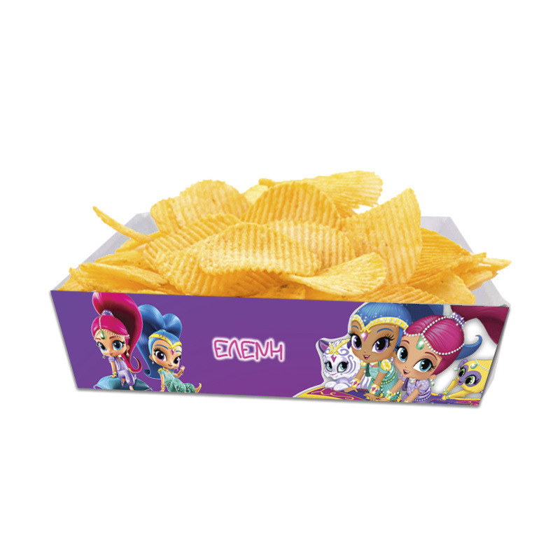 Κουτάκια για πατατάκια Shimmer & Shine με όνομα 8τμχ/ 15cmx10cmx4cm