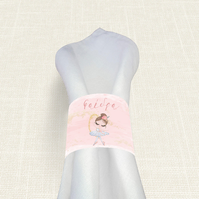 Δαχτυλίδι πετσέτας χάρτινο με όνομα Μπαλαρίνα Pastel