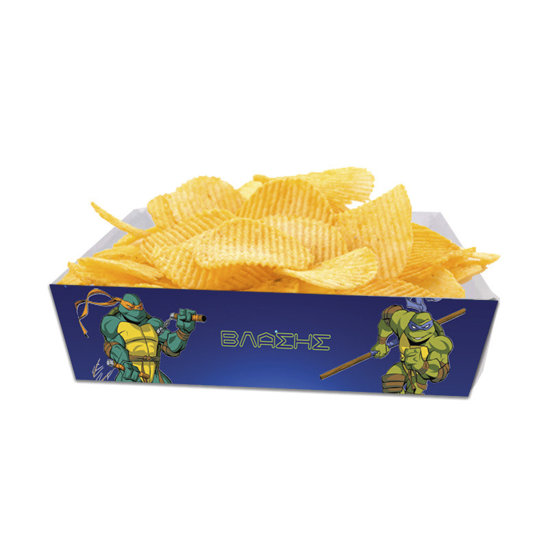 Κουτάκια για πατατάκια Χελωνονιντζάκια με όνομα 8τμχ/ 15cmx10cmx4cm