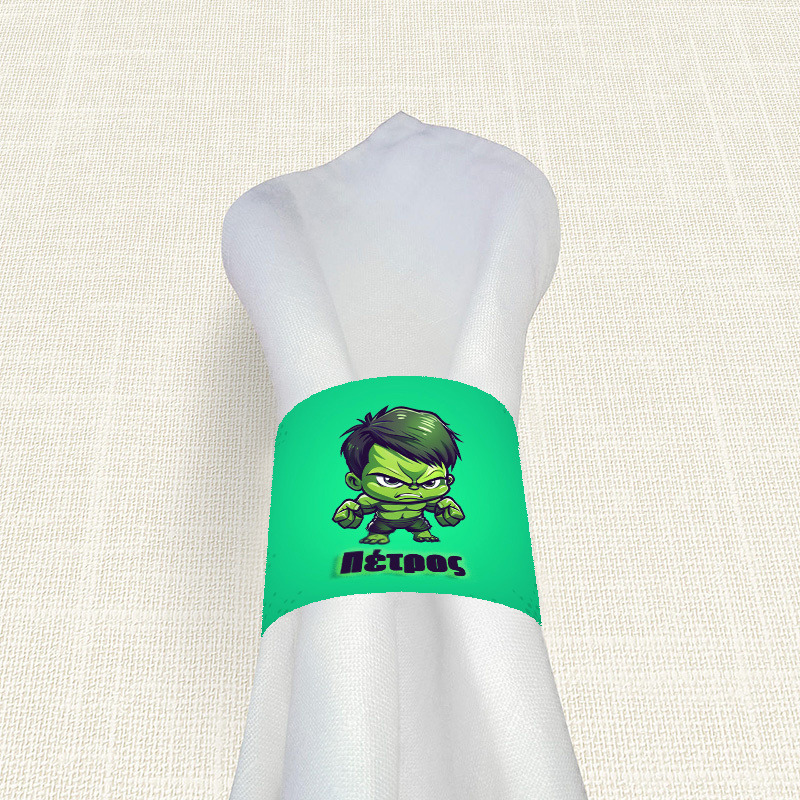 Δαχτυλίδι πετσέτας χάρτινο με όνομα Baby Hulk