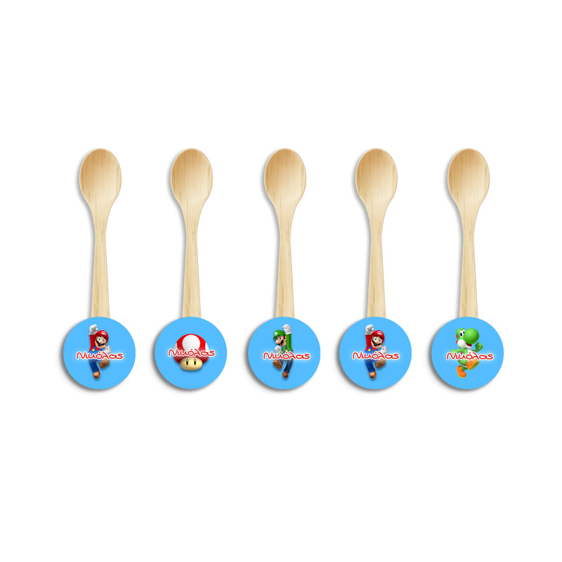 Ξύλινα Κουταλάκια με όνομα Super Mario / 8τμχ