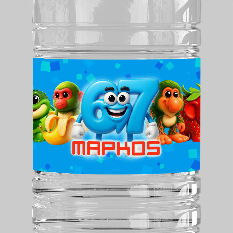 Ετικέτες νερού με όνομα 67 & Brainrot / 8 τμχ