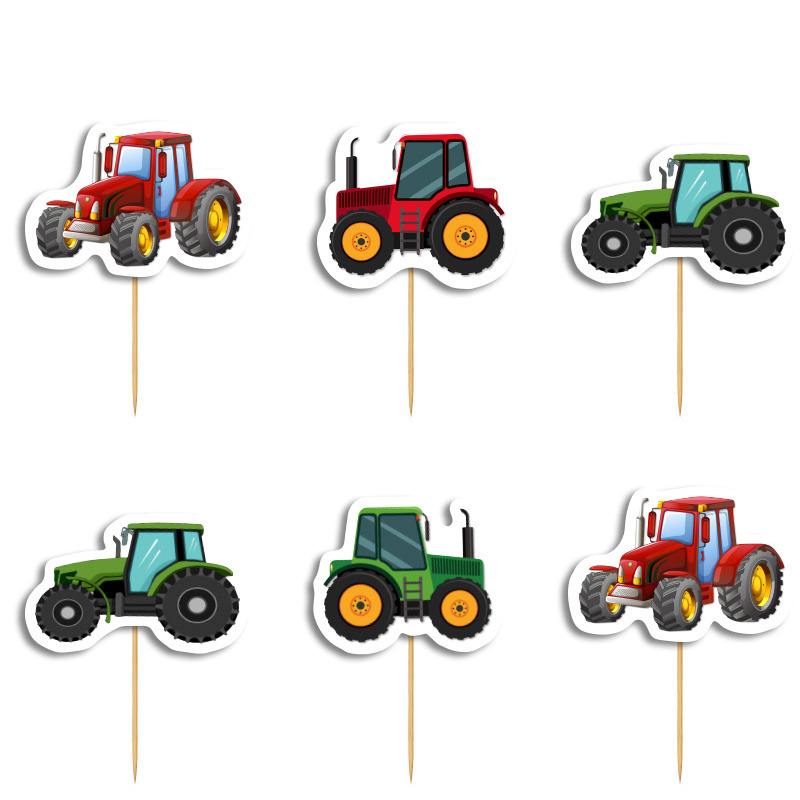 Cupcake toppers Μικρός Τρακτεράκιας 10cm / 8τμχ