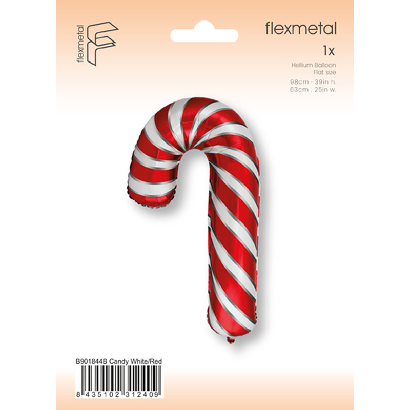 Μπαλόνι Φοιλ Σχήμα Γλειφιτζούρι Κόκκινο - Candy Cane / 98εκ x 63εκ - Συσκευασμένο